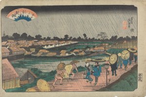 Natteregn i Yoshiwara af Keisai Eisen