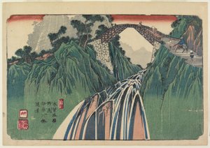 Nr. 41, Nojiri: Fjernsyn over Ina River Bridge, 1835-38 af Keisai Eisen