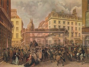 Design til en ny gangbro ved krydset Ludgate Hill og Fleet Street, City of London, 1862.