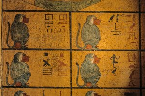 Bavianer, vægmaleri i Kong Tutankhamons grav; KV52, Kongernes Dal, Theben..., 2003 (foto) af Kenneth Garrett
