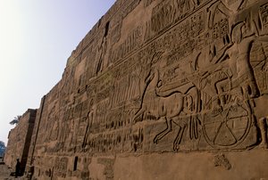 Egypten; mm6741; Slaget ved Qadesh, Ramses II, Karnak-templet, 2001 (foto) af Kenneth Garrett