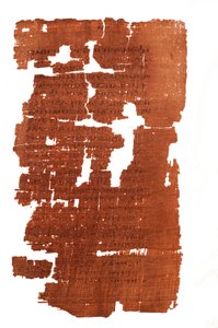 På siden med Judasevangeliet står der "Den hemmelige beretning om den åbenbaring, som Jesus sp..., 2006 (foto) af Kenneth Garrett