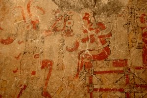 Præst kroner kongen på tronbestigelsestronen, tidligt førklassisk vægmaleri, Maya; Maya..., 2002 (foto) af Kenneth Garrett