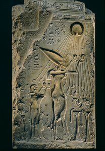 Relief af Akhenaton under Aten, balustrade, Amenhotep IV. Som farao er Akhenaton..., 2009 (foto) af Kenneth Garrett