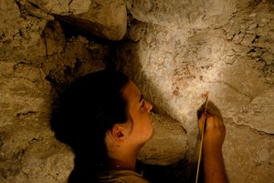 Teotihuacan-kriger, vægmaleri, Sufricaya, Holmul, Guatemala, Maya, Francisco Estradabelli, 2008 (foto) af Kenneth Garrett