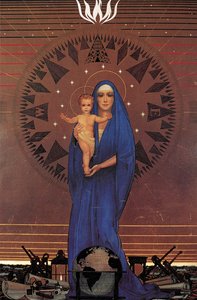 Madonna of the Atlantic, tegnestue i Cabin-klassen, Queen Mary Ocean Liner, ca. 1934 (olie på bladguld)