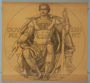 Regeringen, tegneserie for mosaik i Wisconsin State Capitol Rotunda af Kenyon Cox