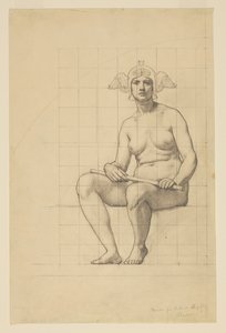 Nøgenstudie for "Det aktive liv," Lunette i administrationsbygningen, Oberlin College, Oberlin, OH af Kenyon Cox