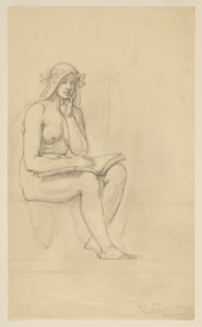 Nøgenstudie til "The Contemplative Life" for Lunette i administrationsbygningen, Oberlin College, Oberlin, OH af Kenyon Cox