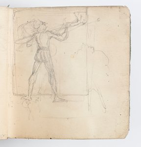 Skitsebogsside: Skitse af figur i slange af Kenyon Cox
