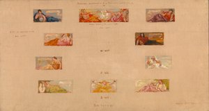 Skitser til udsmykning af et privat bibliotek A, 1894. af Kenyon Cox