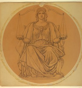 Undersøgelse for "Justice," Lunette i Hudson County Courthouse, Jersey City, NJ af Kenyon Cox