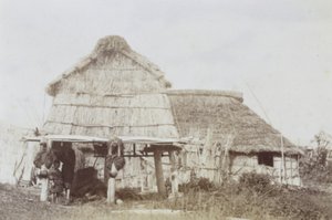 Ainu Storehouse with Ainu Children, ca. 1890