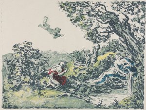 Satyr og flyvende Amor af Ker Xavier Roussel