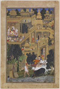 Herren Krishna i den gyldne by, ca 1586 af Kesav Kalan
