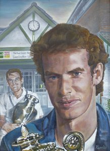 Wimbledon herremestere besøger Leamington Lawn Tennis and Squash Club (maleri)