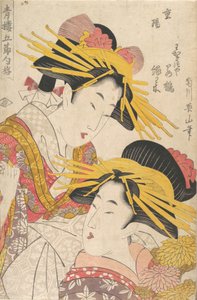 En del m f Hayashi ts af Eizan Kikugawa, Kunisada Utagawa, Draft d Kunimaru Utagawa, 19. linje Tsuryo.
