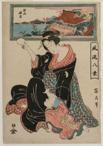 Autumn Moon at the Temple Ishiyamadera fra serien Fashionable Eight Views, ca. 1814-17.