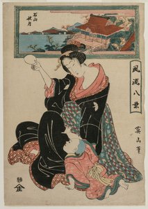 Autumn Moon at the Temple Ishiyamadera fra serien Fashionable Eight Views af Kikukawa Eizan
