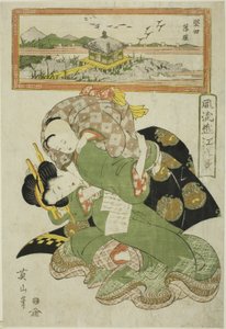 I fortrop (Katata Rakugan), fra seriens "Fashio na be English views of you (Furyu Omi Hakkei)" af Kikukawa Eizan
