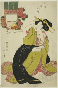 Tamatsushima, fra serien "Three Fashionable Young Women (Furyu waka no sannin)" af Kikukawa Eizan