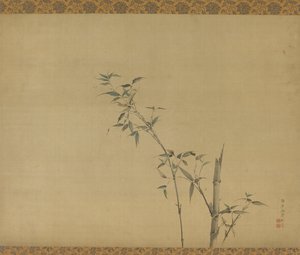 Bambusstængler med grene og løv, Edo-periode, 1800-tallet.