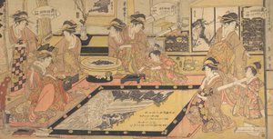 Et votivbillede, der skal doneres til Kannon fra Asakusa..., ca. 1800. af Kitagawa Kikumaro