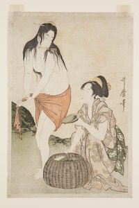 Abalone Divers (træbloktryk i farver) af Kitagawa Utamaro