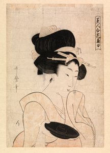 Courtesane med en sakekop, ca. 1790-1806 (farvetræsnit) af Kitagawa Utamaro