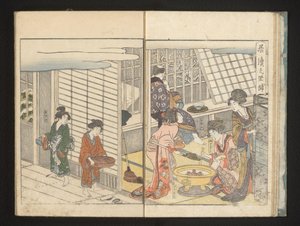 Kurtisaner og gæst om vintermorgenen af Kitagawa Utamaro