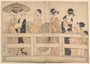 Nyd den kølige aftenbrise på og under broen af Kitagawa Utamaro