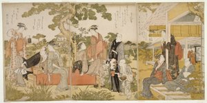 Nyder det kølige i en have af Kitagawa Utamaro