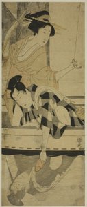 Fiskeri under en bro af Kitagawa Utamaro