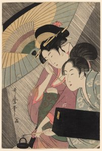 Geisha og ledsager på en regnfuld nat af Kitagawa Utamaro