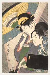Geisha og hendes ledsager på en regnfuld nat af Kitagawa Utamaro