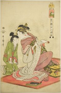 Hour of the Dog (Inu no koku), from the series "Twelve Hours in Yoshiwara (Seiro juni toki tsuzuki)" af Kitagawa Utamaro