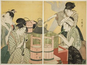 Køkken Scene af Kitagawa Utamaro