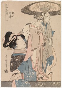 Et kærligt par med teaterdukker af Kitagawa Utamaro