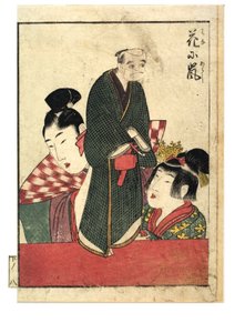 Marionetscener med mandlige og kvindelige manipulatorer, ca. 1758-1806 (træbloktryk på papir) af Kitagawa Utamaro