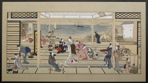 Moonlight Revelry ved Dozo Sagami, slutningen af det 18. århundrede. af Kitagawa Utamaro