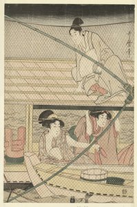 Natligt fiskeri af Kitagawa Utamaro