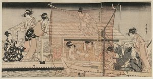 Netfiskeri om natten på Sumida-floden, ca. 1800. af Kitagawa Utamaro