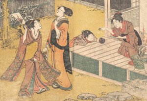 Nytårsspil, fra den trykte bog Flowers of the Four Seasons Shiki no hana, 1801. af Kitagawa Utamaro