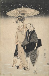 Natpas i sneen af Kitagawa Utamaro