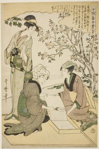 nr. 1 (ichi), fra serien "Women Engaged in the Sericulture Industry (Joshoku kaiko tewaza-gusa)" af Kitagawa Utamaro