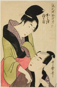 Første udkast til Tokubei, fra seriens "Fashio na be pat rns medlem Utamaro Styee (Ryu pulver nærmeste Utamaro type)" af Kitagawa Utamaro