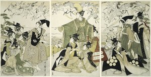 Parodi på Minamoto no Yoritomo Sjælden ny gc Ranes At Yuigahama af Kitagawa Utamaro
