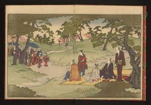 Picnic og nyder te i bakkerne ved Ueno, Edo af Kitagawa Utamaro