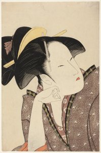 Reflekterende kærlighed, fra serien "Anthology of Poems: The Love Section (Kasen koi no bu) (Mono-omou koi)" af Kitagawa Utamaro