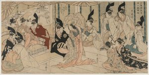 Scene tilpasset fra stykket The Treasury of Loyal Retainers Chushingura, slutningen af 1790